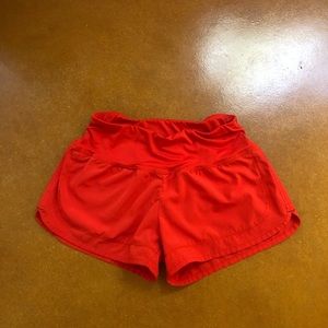 Red running shorts